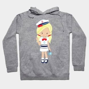 Boat Captain, Skipper, Cute Girl, Blonde Hair Hoodie